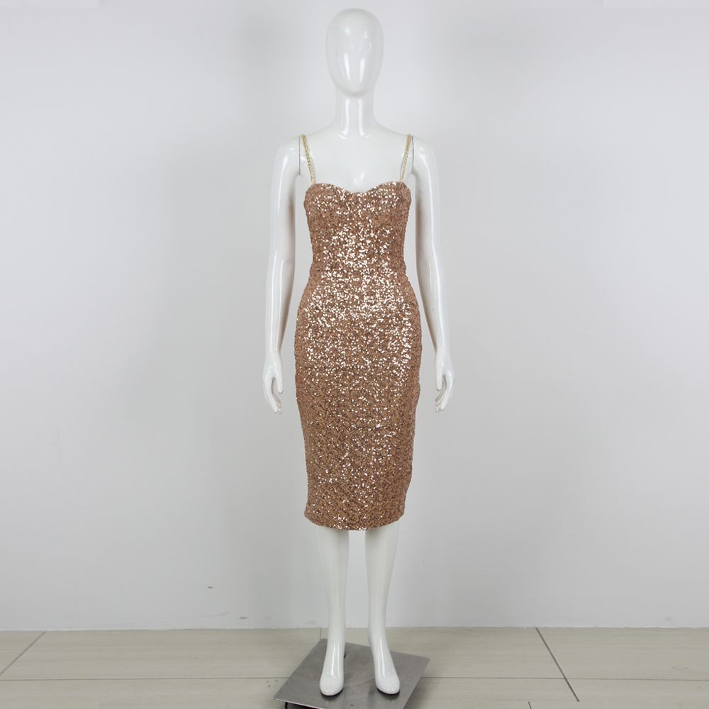 Formal Gold Midi Dress